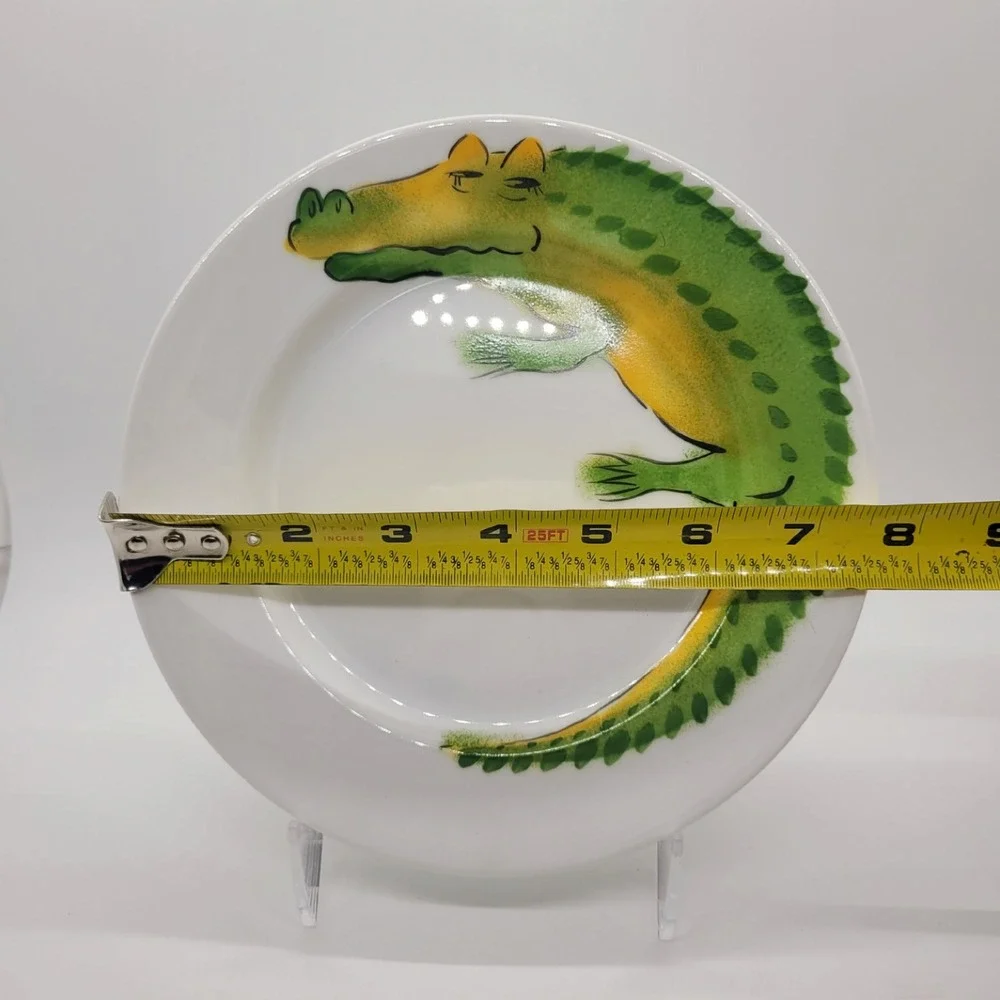Helina Tilk hand‎ Painted Crocodile Alligator Ceramic Plate Made in Estonia 7.5